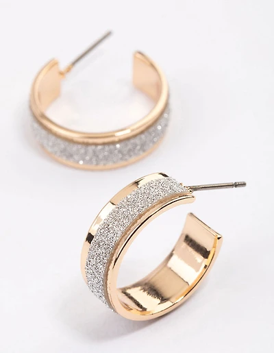 Gold Glitter Paper Hoop Earrings & Polishing Set