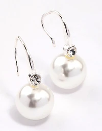 Silver Classic Diamante Hook Earrings & Polishing Set