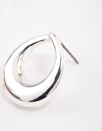 Silver Open Circle Stud Earrings & Polishing Set