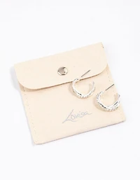 Silver Interlaced Diamante Hoop Earrings & Polishing Set