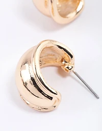 Gold Rounded Edge Hoop Earrings & Polishing Set