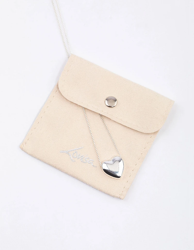 Collier et ensemble de polissage en cœur gonflé en argent