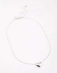 Silver Puffy Heart Necklace & Polishing Set