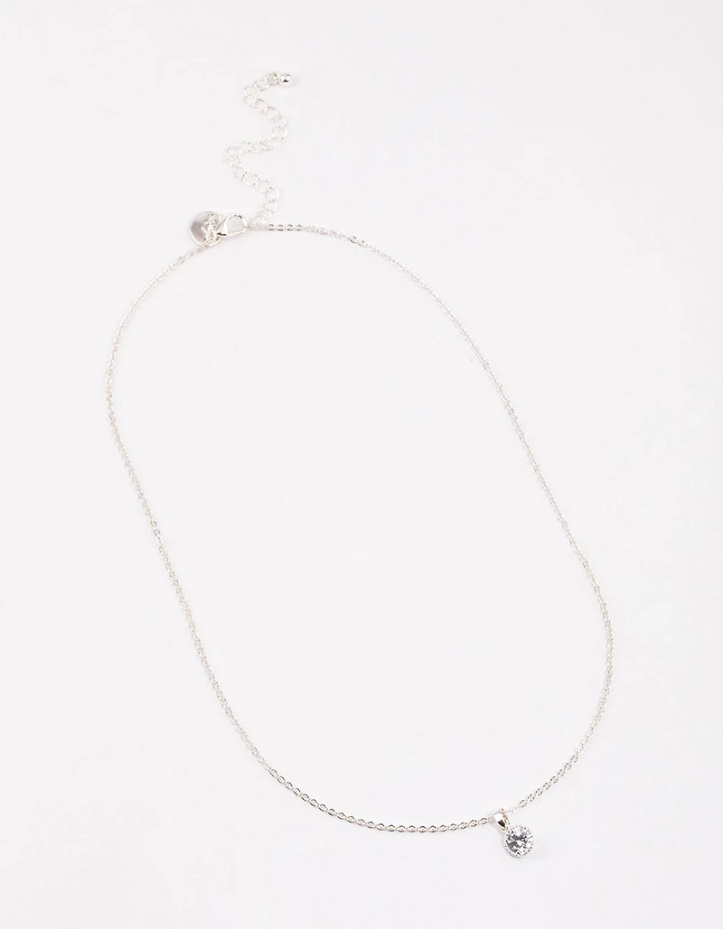 Silver Encased Diamante Drop Necklace & Polishing Set