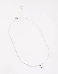 Silver Encased Diamante Drop Necklace & Polishing Set