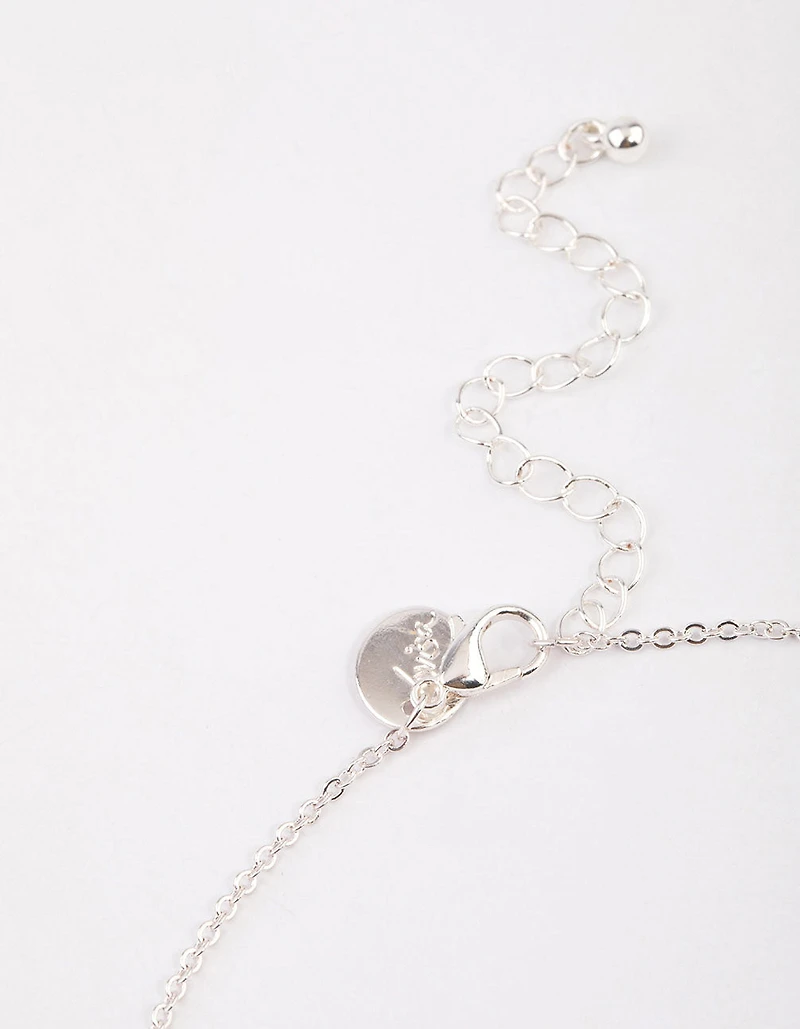 Silver Encased Diamante Drop Necklace & Polishing Set