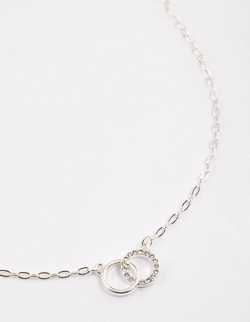 Silver Linked Circle Diamante Necklace & Polishing Set