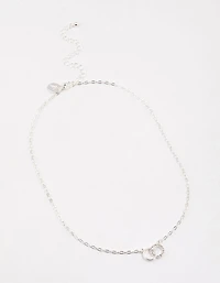 Silver Linked Circle Diamante Necklace & Polishing Set