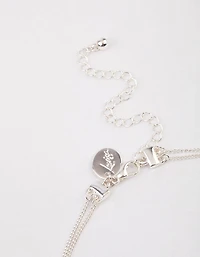 Silver Double Diamante Heart Necklace & Polishing Set
