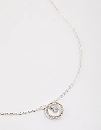 Silver Diamante Drop Open Circle Necklace & Polishing Set