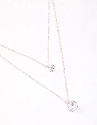 Silver Double Row Cubic Zirconia Necklace & Polishing Set