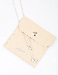 Silver Double Row Cubic Zirconia Necklace & Polishing Set