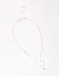 Silver Double Row Cubic Zirconia Necklace & Polishing Set