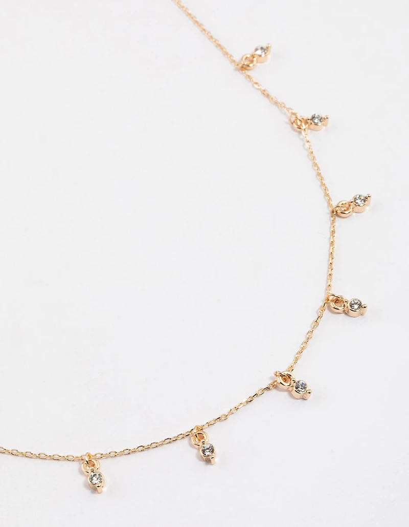 Collier et ensemble de polissage en gouttes de diamants en or