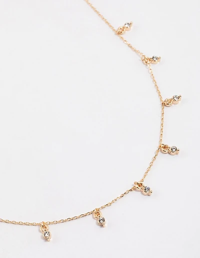 Collier et ensemble de polissage en gouttes de diamants en or