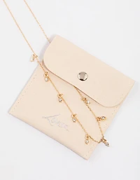 Gold Diamante Droplet Necklace & Polishing Set
