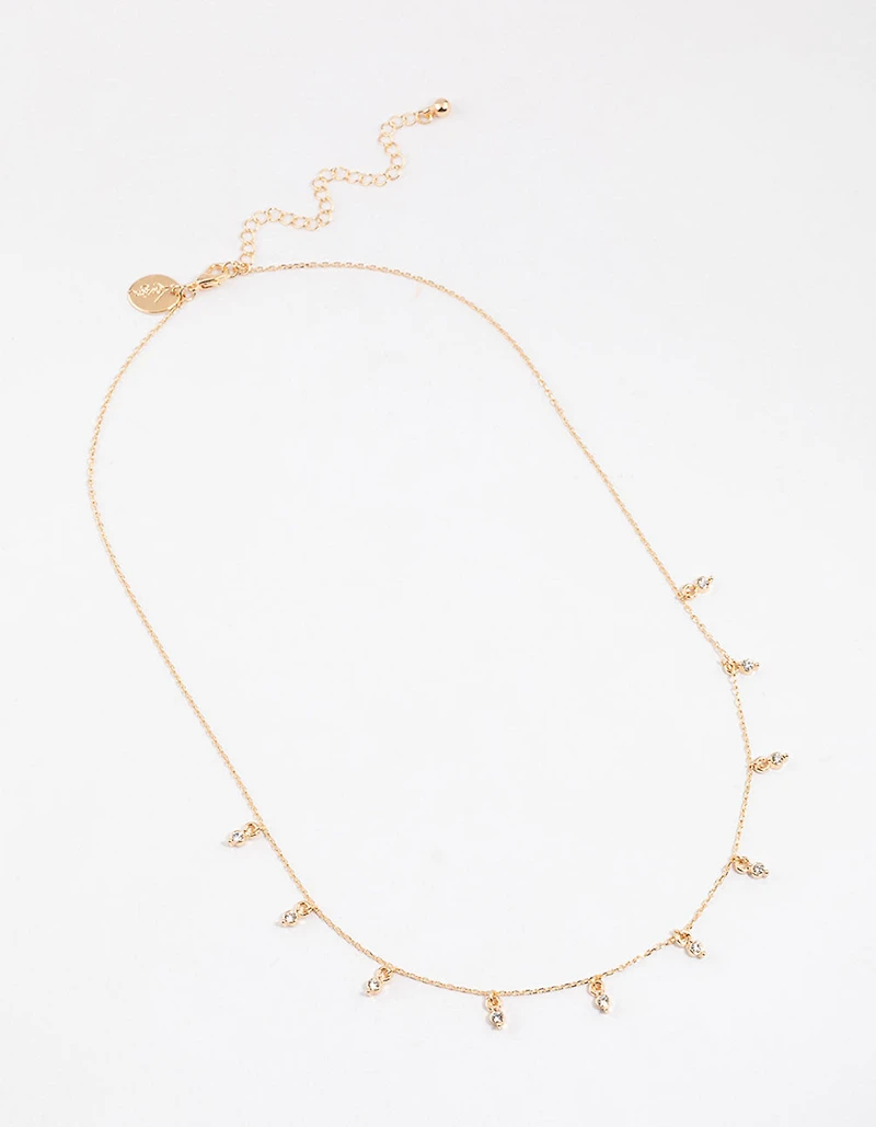 Gold Diamante Droplet Necklace & Polishing Set