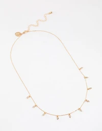 Gold Diamante Droplet Necklace & Polishing Set