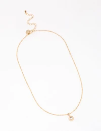 Gold Bezel Diamante Drop Necklace & Polishing Set