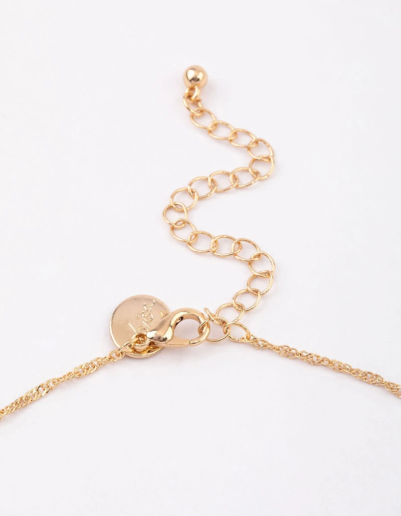 Gold Bezel Diamante Drop Necklace & Polishing Set