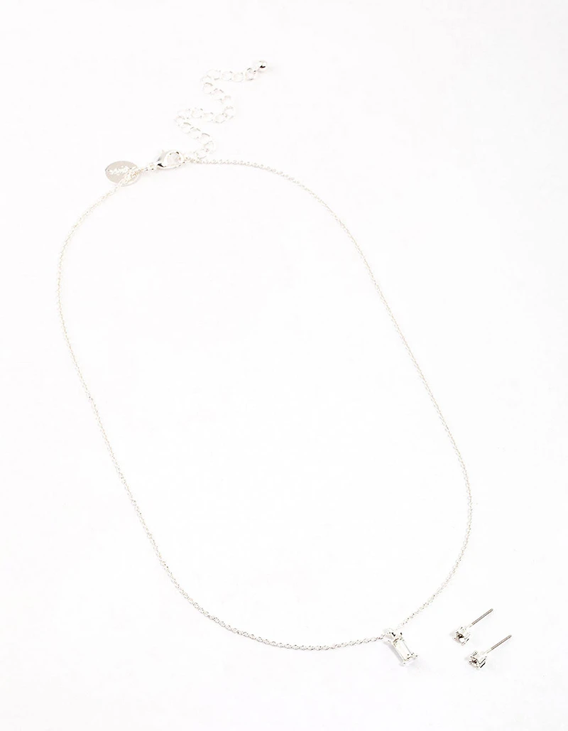 Silver Baguette Drop Jewellery & Polishing Set
