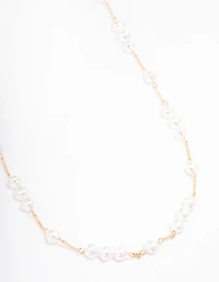 Gold Fine Pearly Chain Long Necklace