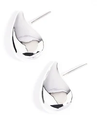 Boucles d’oreilles en forme de goutte d’oreille lisses plaquées argent
