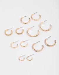 Gold Multi Hoop Earrings 6-Pack