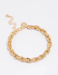 Gold Rope Double Chain Bracelet