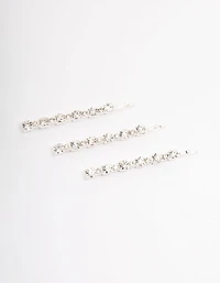 Silver Diamante Hair Pin Pack