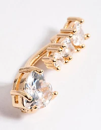 Gold Plated Surgical Steel Cubic Zirconia Heart Belly Ring