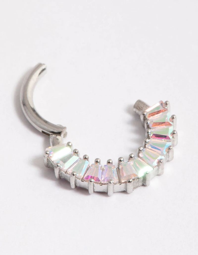 Surgical Steel Baguette Stone Clicker Ring