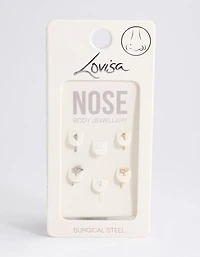 Surgical Steel Mixed Rose Butterfly Nose Stud 6-Pack