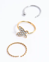 Surgical Steel Mixed Cubic Zirconia Nose Stud Pack