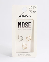 Surgical Steel Mixed Cubic Zirconia Nose Stud Pack