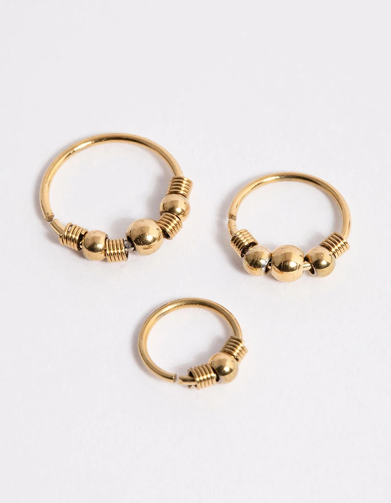 Gold Plated Surgical Steel Multi Size Ball Nose Stud Pack