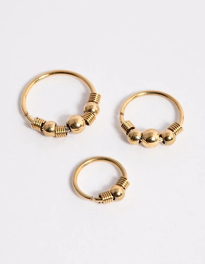 Gold Plated Surgical Steel Multi Size Ball Nose Stud Pack