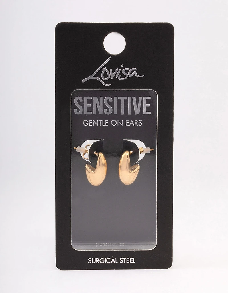Gold Plated Surgical Steel Curved Bubble Stud Earrings