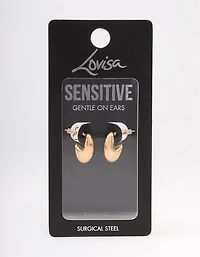 Gold Plated Surgical Steel Curved Bubble Stud Earrings