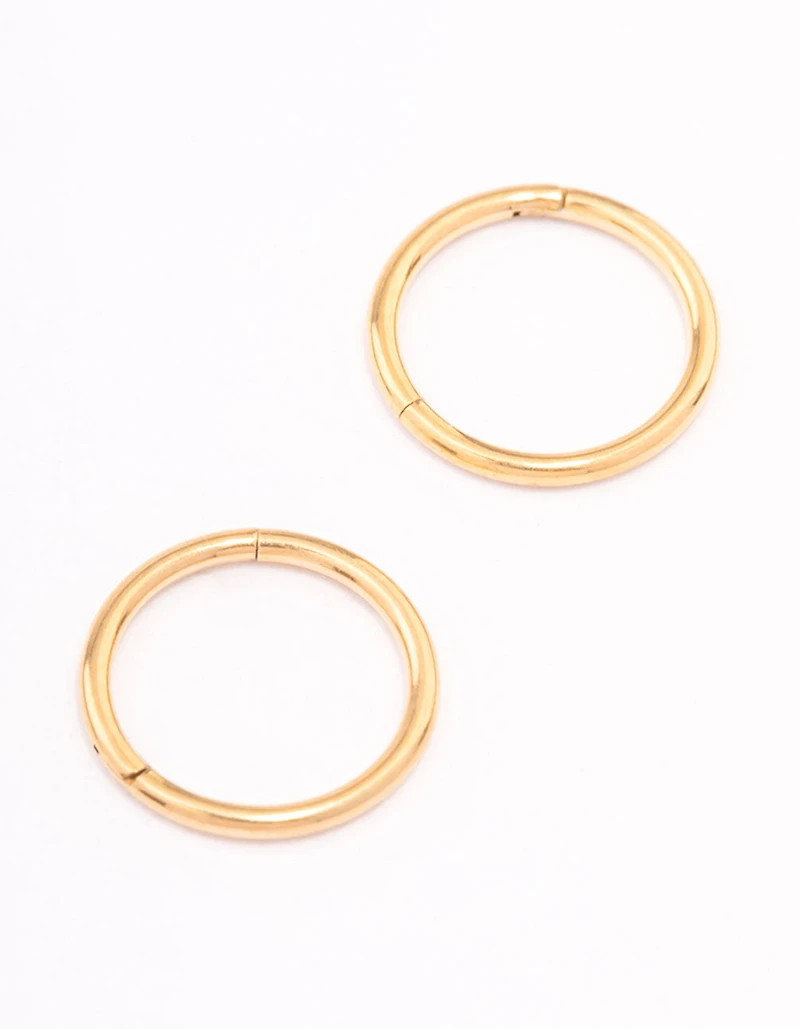 Gold Plated Plain Clicker Earrings 7mm