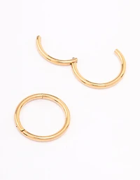 Gold Plated Plain Clicker Earrings 7mm