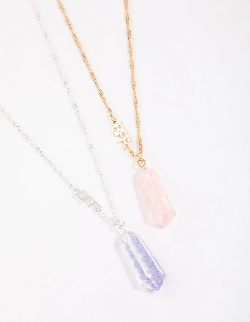 Kids Star & Clear Crystal BFF Pendant Necklaces