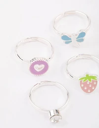 Kids Silver Unicorn Sweet Ring 6-Pack