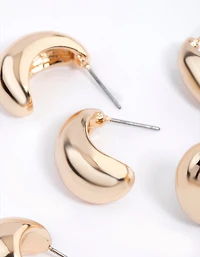 Gold Puffy Hoop Earrings Pack