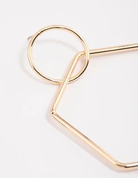 Gold Hexagon Drop Earrings