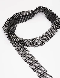 Fabric Skinny Diamante Tie Scarf