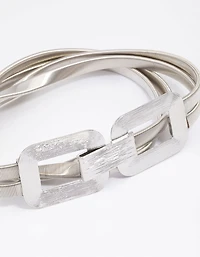 Silver Rectangle Buckle Stretch Belt