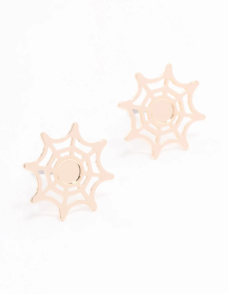 Gold Spiderweb Stud Earrings