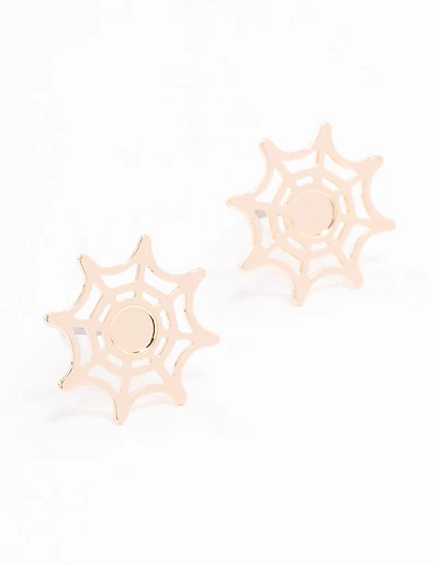 Gold Spiderweb Stud Earrings