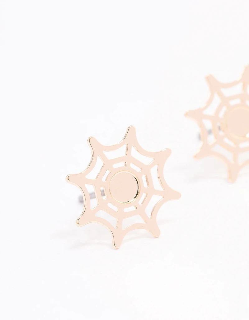 Gold Spiderweb Stud Earrings